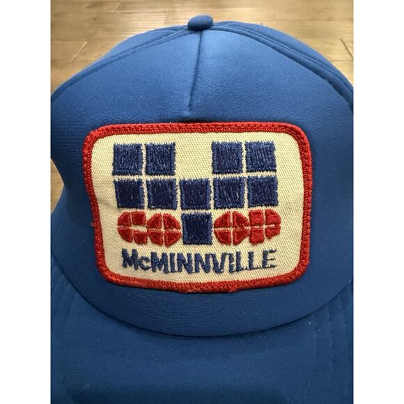 Vintage 80s Co-op McMinnville Patch Snapback Trucker Mesh Foam Hat Baseball Cap - Picture 3 of 9